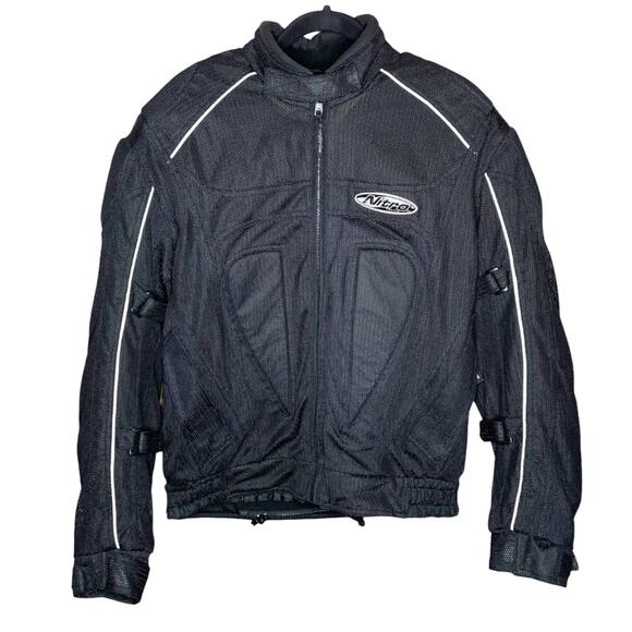 NITRO RACING Men's black padded dura guard motorcycle jacket size small - Picture 2 of 11